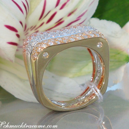 Three diamonds rings in one (three tone finish)