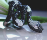 Snake Ring with Black & White Diamonds