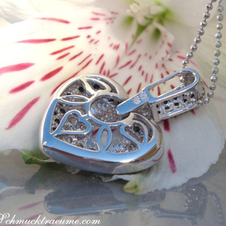 Interesting Black & White Diamond Heart Pendant
