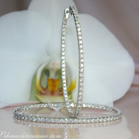 Oval Diamond Hoop Earrings