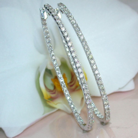 Oval Diamond Hoop Earrings