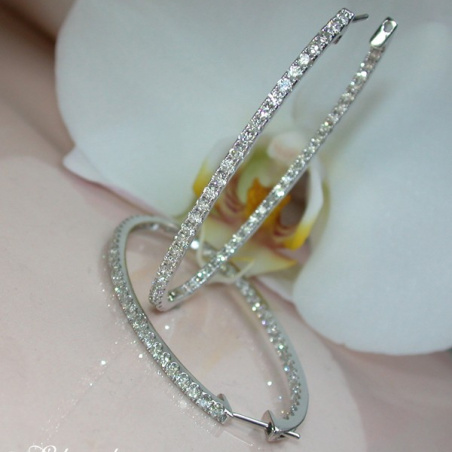 Oval Diamond Hoop Earrings