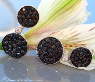 Interesting Hanging Earrings with Black Diamonds