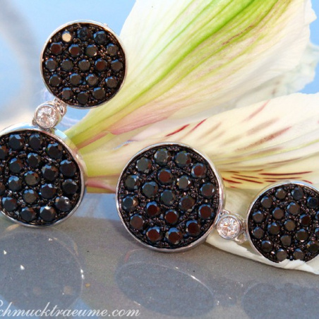 Interesting Hanging Earrings with Black Diamonds