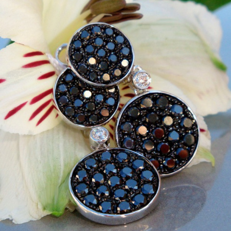 Interesting Hanging Earrings with Black Diamonds