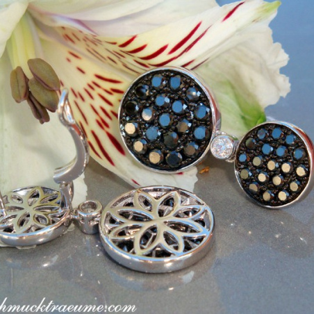 Interesting Hanging Earrings with Black Diamonds