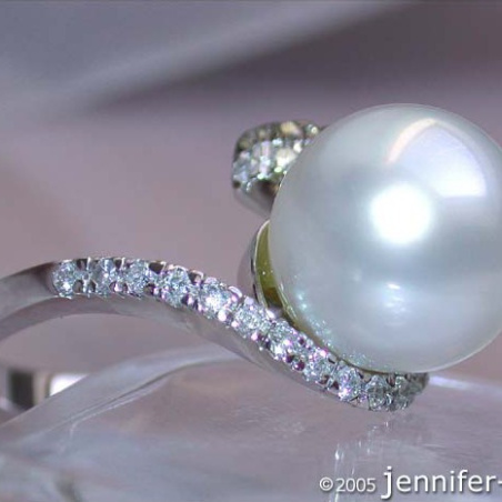Südseeperle Ring mit braunen Diamanten