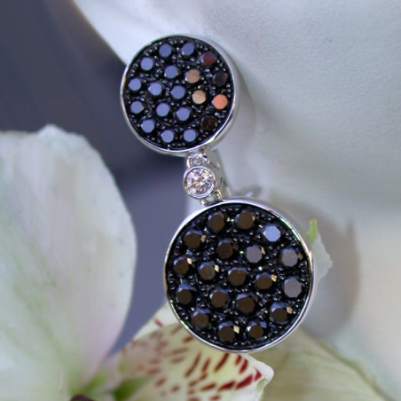 Interesting Hanging Earrings with Black Diamonds