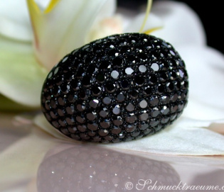 Huge Black Diamond Dome Ring