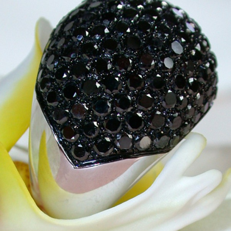 Huge Black Diamond Dome Ring