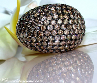 Huge Natural Brown Diamond Dome Ring