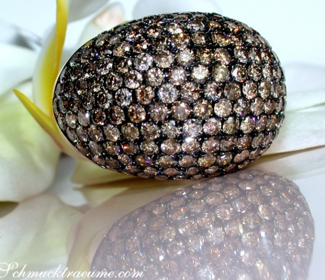 Huge Natural Brown Diamond Dome Ring Huge Natural Brown Diamond Dome Ring