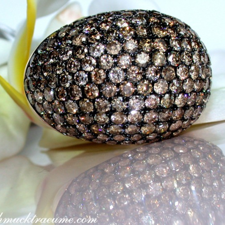 Huge Natural Brown Diamond Dome Ring