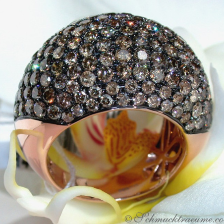 Huge Natural Brown Diamond Dome Ring