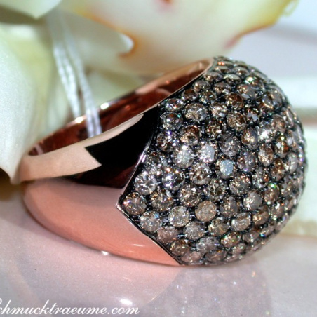 Huge Natural Brown Diamond Dome Ring