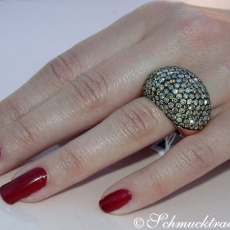 Huge Natural Brown Diamond Dome Ring