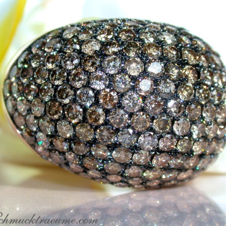 Huge Natural Brown Diamond Dome Ring