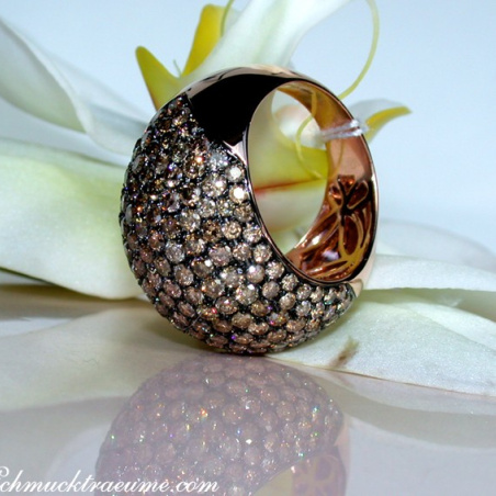 Huge Natural Brown Diamond Dome Ring