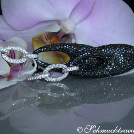 Extra long Dangling Earrings with Black & White Diamonds