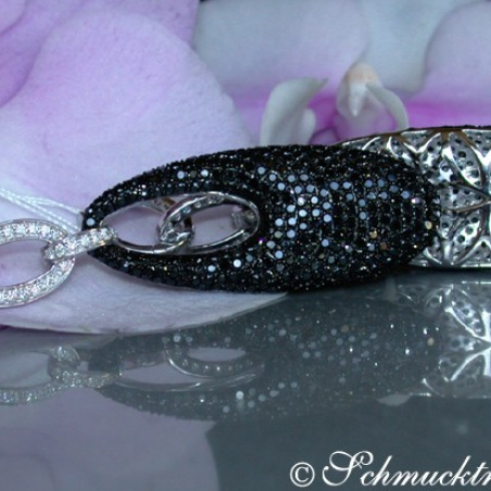Extra long Dangling Earrings with Black & White Diamonds