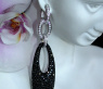 Extra long Dangling Earrings with Black & White Diamonds