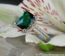 Feminine Green Tourmaline Ring with Diamonds