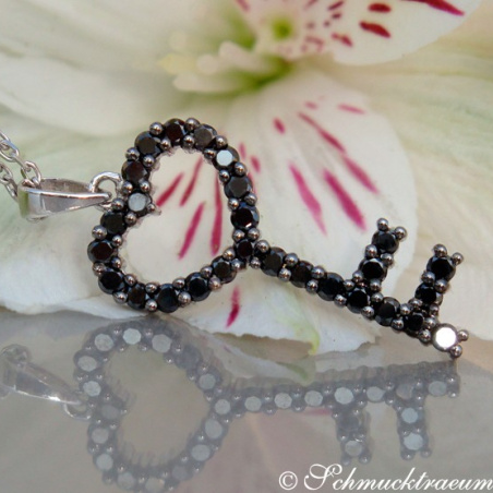 Cute Black Diamond Key Pendant