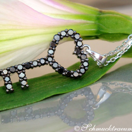 Cute Black Diamond Key Pendant