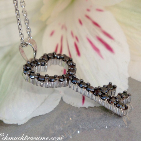 Cute Black Diamond Key Pendant