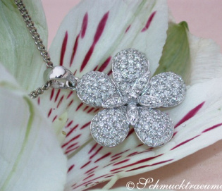 Feminine Diamond Flower Pendant