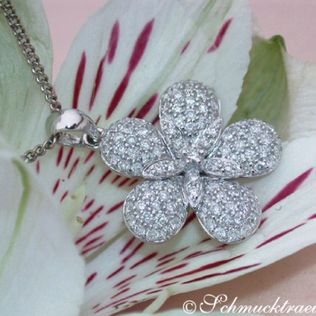 Feminine Diamond Flower Pendant