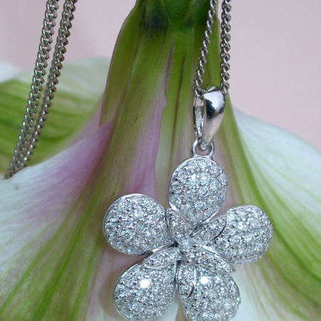 Feminine Diamond Flower Pendant