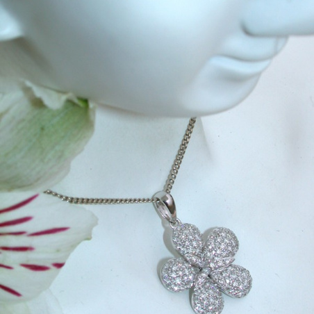 Feminine Diamond Flower Pendant