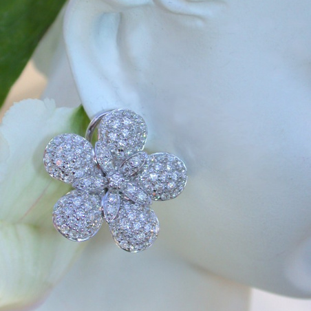 Feminine Diamond Flower Studs