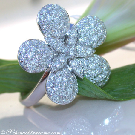 Feminine Diamond Flower Ring