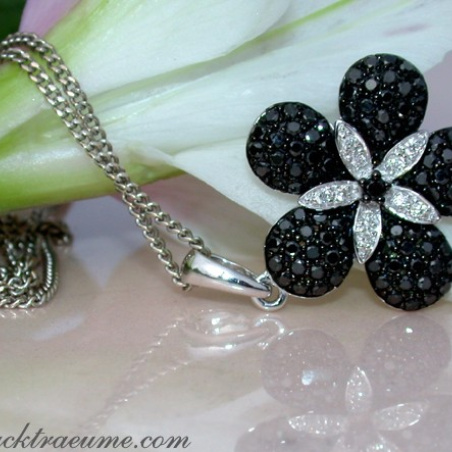 Radiant Black & White Diamond Flower Pendant