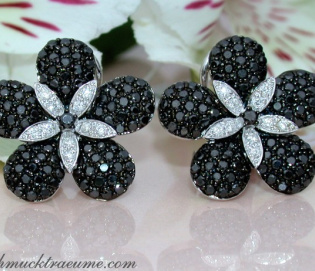 Black & White Diamond Flower Studs