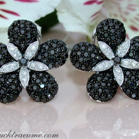 Black & White Diamond Flower Studs