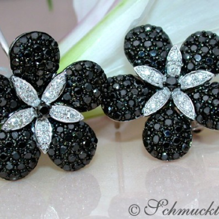 Black & White Diamond Flower Studs