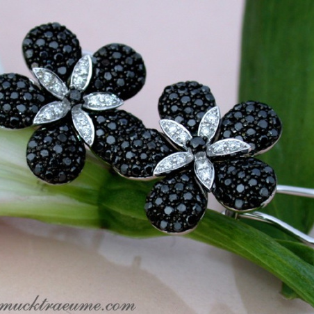 Black & White Diamond Flower Studs