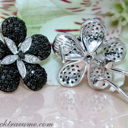 Black & White Diamond Flower Studs