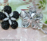 Black & White Diamond Flower Studs
