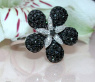 Pretty Black & White Diamond Flower Ring