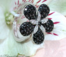 Pretty Black & White Diamond Flower Ring