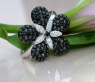 Pretty Black & White Diamond Flower Ring