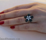 Pretty Black & White Diamond Flower Ring