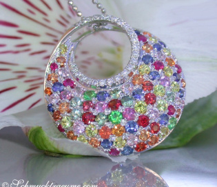 Magnificent Rainbow Sapphire Pendant with Diamonds