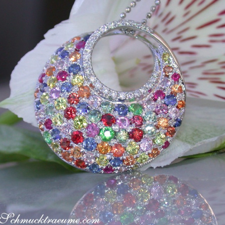 Magnificent Rainbow Sapphire Pendant with Diamonds