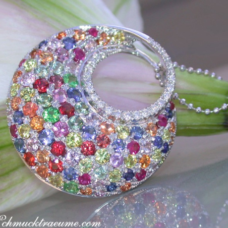 Magnificent Rainbow Sapphire Pendant with Diamonds