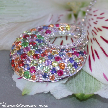 Magnificent Rainbow Sapphire Pendant with Diamonds